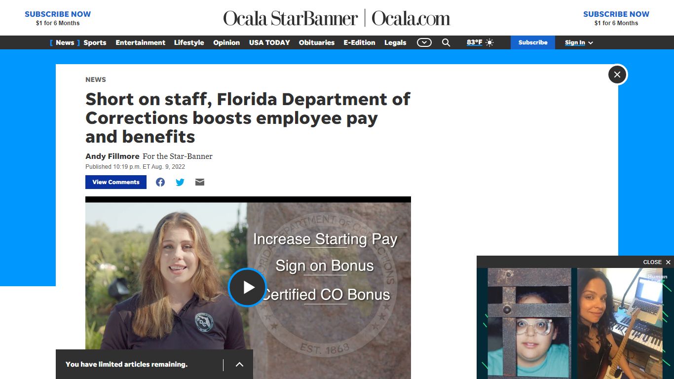 Short on staff, Florida Department of Corrections boosts employee pay ...